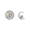 wholesale S925 Sterling Silver 0116 Korean Version Ins Star Moon Inlaid Zircon Shell Cat Asymmetric Textured Stud Earrings for Women-0-0