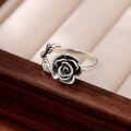 wholesale Metal: 925 Sterling Silver, Euro-American Cross-Border New Vintage Rose Flower Ring for Women, Versatile Hand Jewelry Valentine's Day Gift-0-3