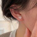 wholesale S925 Sterling Silver Korean-style Small Floral Stud Earrings for Women, Niche Luxury, Exquisite and Trendy with a Designer Touch-0-0