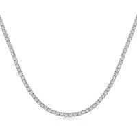 wholesale S925 Sterling Silver European and American Wedding Style Necklace for Women, High-End Round Zirconia Row Diamond Design, Luxurious and Elegant Tennis Necklace-(31+7CM)DY190577-SW-WH#2 925 Silver