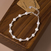 wholesale S925 silver fresh sweet ins-style niche design unique pearl engraved pumpkin bead bracelet S7439-S925 Silver Bracelet>925 Silver