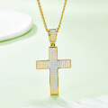 wholesale S925 silver hip-hop cross pendant necklace with full pave Moissanite, a trendy-0-0