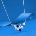 wholesale Metal S925, Zhuo Zhi Fan Jewelry Flower Cluster Full Diamond Pendant Fashion Blue Diamond Necklace Collarbone Chain Light Luxury High-End Sense-0-1