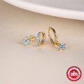 wholesale S925 Sterling Silver Geometric Classic Petal Diamond Accent Hoop Earrings, Luxe Opal-0-3