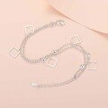 wholesale S925 silver square bead bracelet for women students, personalized fashion geometric double-layer accessory, popular live streaming hand jewelry-0-2