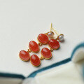 wholesale S925 Sterling Silver Natural Sichuan Material Ice Base Cherry Red Pearl Earrings, South Red Agate Earrings, Fashion Minimalist Ear Accessories-0-2