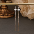 wholesale Sterling silver three-color gold-plated tassel earrings Korean style elegant long drop earrings for women fashionable wholesale silver jewelry-0-0