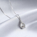 wholesale S925 Sterling Silver Moissanite Diamond Necklace for Women, Minimalist Pendant Collarbone Chain, Unique Design Birthday Gift for Girlfriend-0-1