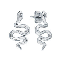 wholesale S925 Sterling Silver Micro-Inlaid Zircon Snake Earrings, Fashionable Commute OL Personality Trend High-End Ear Accessories-Platinum 925 silver