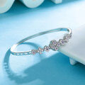 Sterling Silver Plated Gold Moissanite Four-Leaf Clover Bracelet-0-1