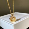 wholesale Gold metal material, Douyin hit Shuibei same style ancient method rotating compass pendant necklace, simple and modern Chinese style unisex-0-3