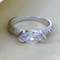wholesale S925 Sterling Silver 5*10 Marquise Diamond Inlaid High-End Lace Luxe Setting Fashion Ring for Women, Advanced Live Streaming-0-1