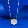 wholesale S925 Sterling Silver Full Pavé Moissanite Flower Pendant Necklace, European and American Hip-Hop Best Seller-0-5