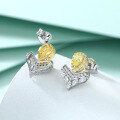 wholesale 925 Silver Pure Silver Yellow Zircon Crown Earrings for Women, High-End European and American Gemstone Fringe V-Shape Silver Earrings-0-2