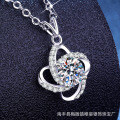 S925 Silver Moissanite Four-Leaf Clover Pendant Necklace-0-0