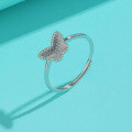 wholesale S925 Sterling Silver Korean and Japanese Style Minimalist Design Iridescent Butterfly Ring for Women Adjustable Open Ring with Engraving-0-1