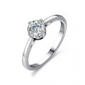 Silver Moissanite Ring Four Prong Sparkling Diamond for Women-0-2