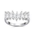 925 Silver Marquise Semi-Circle Row Ring Moissanite Jewelry Hot Selling-0-3