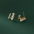 wholesale S925 Sterling Silver Synthetic Pearl Double Layer Bar Earrings Sweet and Unique Elegant Women's Ear Jewelry M02309-0-2