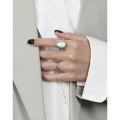 wholesale S925 Sterling Silver JA773 Original Design Minimalist Geometric Ellipse Shell Light Luxury Open Ring-0-2