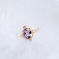 wholesale S925 silver and natural amethyst Korean and Japanese lightweight luxury ring for women, romantic and sweet vibe jewelry wholesale-0-1