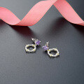wholesale S925 Sterling Silver Korean INS Small Chanel Style Circle Earrings with Diamond Inlay, Minimalist Niche Zircon Earrings for Women-0-1