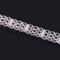 wholesale S925 Sterling Silver Elegant Three-Row Inlaid Natural Garnet Luxurious Gemstone Bracelet for Women, European and American Style-0-3
