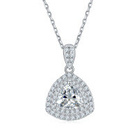 wholesale 925 Sterling Silver Luxury 1-Carat D Color Moissanite Set with Earrrings, Ring, and Necklace Pendant-1 carat moissanite necklace