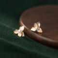 wholesale S925 silver gradient resin synthetic pearl petal earrings for women, elegant and minimalist style, M02110-0-3