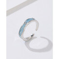 wholesale 925 Sterling Silver Blue Ocean Ring for Women, Adjustable Ins Niche Design Statement Ring, High-End Luxury Fashion Index Finger Ring-0-0
