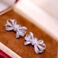 wholesale S925 Sterling Silver Red Elk Heavy Version Bow Zircon Ear Studs for Women, Versatile Internet-Famous Style Elegant and Fashionable Exquisite Earrings-0-5