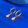 wholesale S925 Sterling Silver 5*8 Pear-Shaped Small Diamond Earrings Ear Clips, New for Quick Sales-0-1