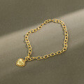 wholesale S925 Sterling Silver 637 Korean Version Vintage Style Heart-shaped Chain Ankle Bracelet for Women, Versatile Silver Ankle Jewelry-0-0