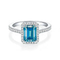wholesale S925 silver plated with 18k gold, new emerald cut blue moissanite 1-carat daily versatile commuting set-0-6