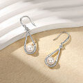 S925 Sterling Silver Natural Freshwater Pearl Teardrop Earrings, Wholesale-0-4