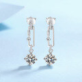 wholesale S925 Sterling Silver New Moissanite Earrings for Women, Premium Tassel Drop Style, Versatile and Ready to Ship Wholesale-0-7