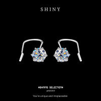 Sterling Silver Moissanite Six-Prong Ear Stud Earrings, Cross-Border Hot Style-S925 sterling silver + 1 carat moissanite  925 silver