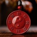 wholesale Metal material natural high-content genuine cinnabar Yin Yang Five Elements Bagua pendant authentic Taoist talisman Tai Chi Bagua diagram-0-5