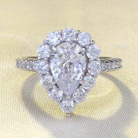wholesale S925 Sterling Silver New 6*9mm Pear-shaped Teardrop Ring for Women, Fully Set with Diamonds, Fashionable and Versatile, Hot Seller in Europe and America-R761 White Diamond No. 5
