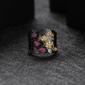 wholesale S925 Sterling Silver Designer High-End Gemstone Ring, Secret Garden Natural Style Genuine Rose Garnet Ring-0-1