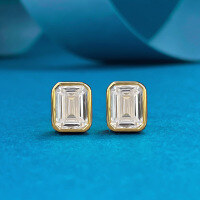 wholesale Metal: 925 Silver, Style: European and American Cross-Border, Size: 6*8mm Rectangular Pagoda Ear Studs, Classic Fashion Item-E604 Gold Rectangular Earrings 925 Silver