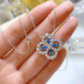 wholesale S925 Silver Four-Leaf Clover Necklace, Retro Short Cross Chain Silver Necklace, Trending Necklace 40+3-0-2