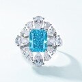 wholesale 925 Silver Light Luxury Jewelry Seasonal New Product Aquamarine Ring 10*10 High Carbon Diamond Floral Design Women's Ring-0-1