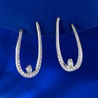 wholesale S925 Silver Fashion Commuting Minimalist Fringe Line Earrings, Overseas Cross-Border Export Bestseller-E539 White Diamond 925 Silver