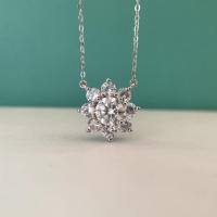wholesale S925 Sterling Silver Cross-Border Moissanite Sunflower Necklace for Women, Small and Niche Style, Same as Fang Qiala's Full Diamond Flower Collarbone Necklace-1 carat (high carbon diamond) necklace 925 silver