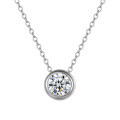 925 Silver Moissanite Round Bubble Necklace Women's Light Luxury Simple D Color-0-3