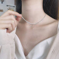 wholesale S925 Sterling Silver Korean Japanese Style Minimalist Ins Flat Snake Chain with Subtle Layering Collarbone Necklace Design-0-3
