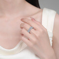S925 Silver Full Moissanite Women's Rectangular Diamond Large Row Ring-0-2