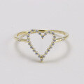 wholesale 10K Gold White Zirconia Simple and Stylish Commuter Hollow Heart Ring for Wholesale by Yili Jewelry-0-1