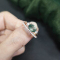 wholesale S925 Sterling Silver European Natural Style Natural Moss Agate Ring Unique Stackable Moss Gemstone Set Ring-0-2